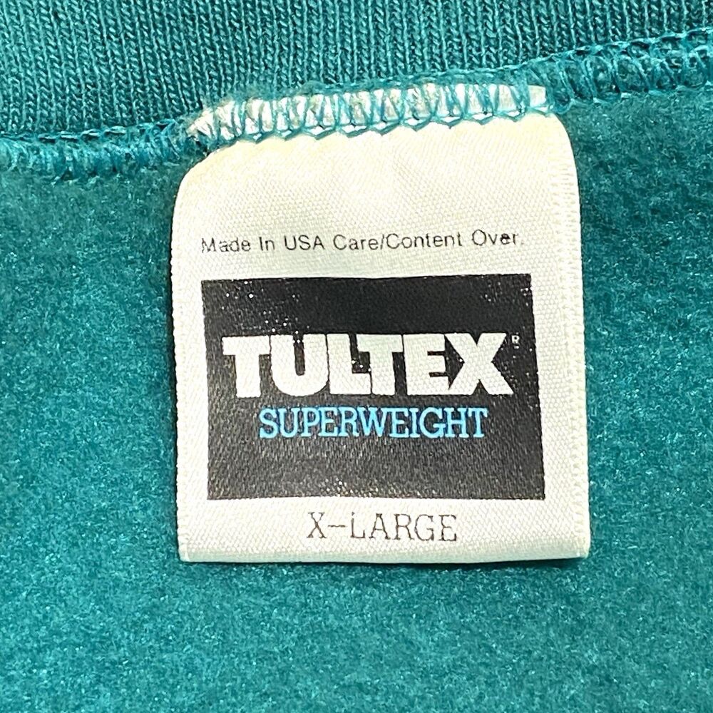 Vintage Tultex Superweight Sweatshirt Teal Blank Men's XL USA Made Crewneck 90s - Picture 5 of 6